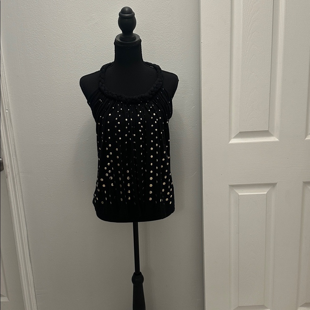 VENUS Black Tank Top with Gold Accents